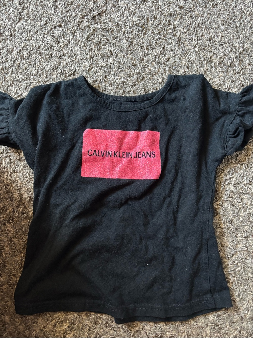 Calvin Klein Jeans Kids Black Tee with Pink Logo